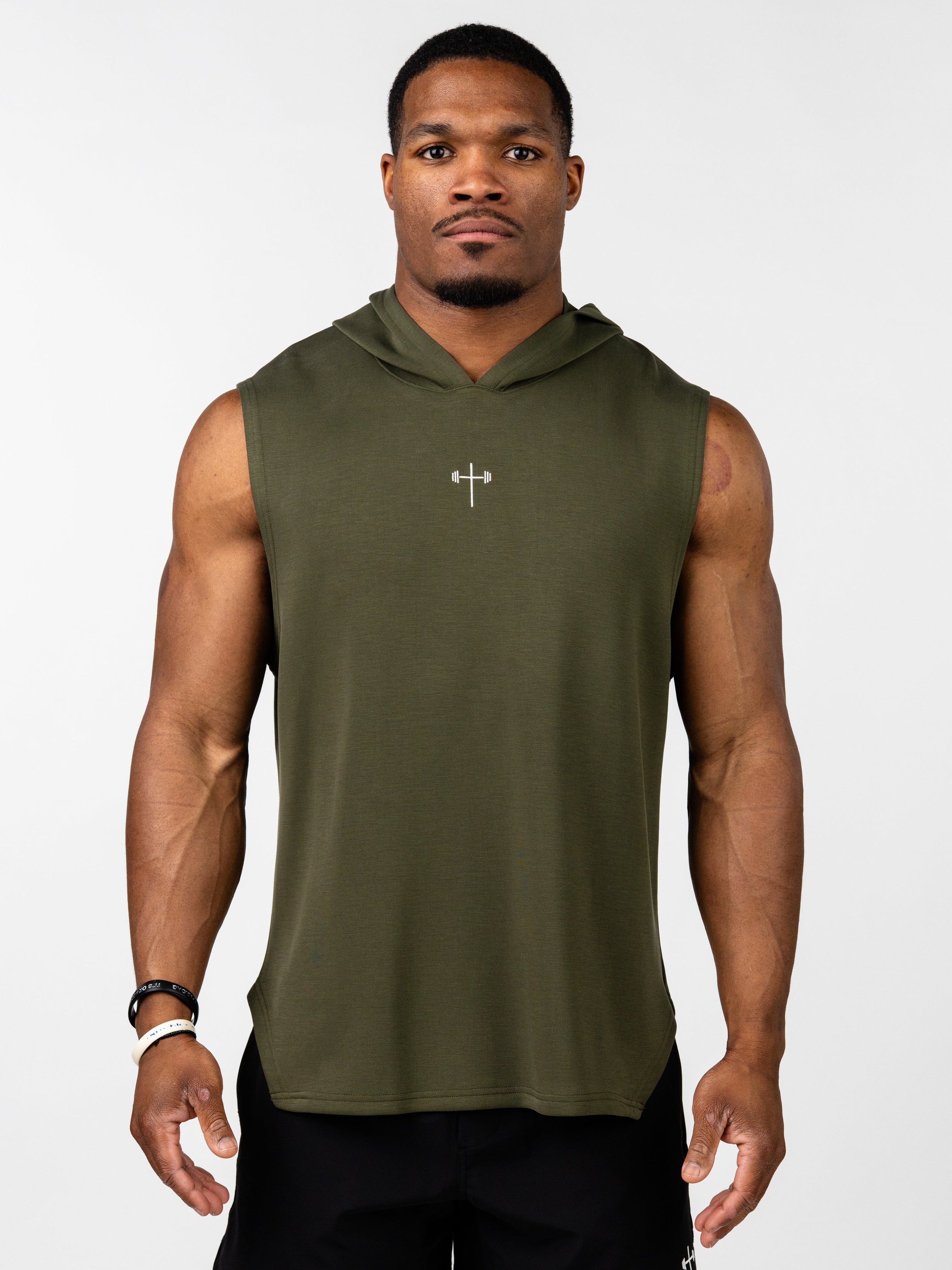 【FANCY CLUB】FRONT CROSS SLEEVELESS 4x3_Sleeveless_Hoodie_Christia