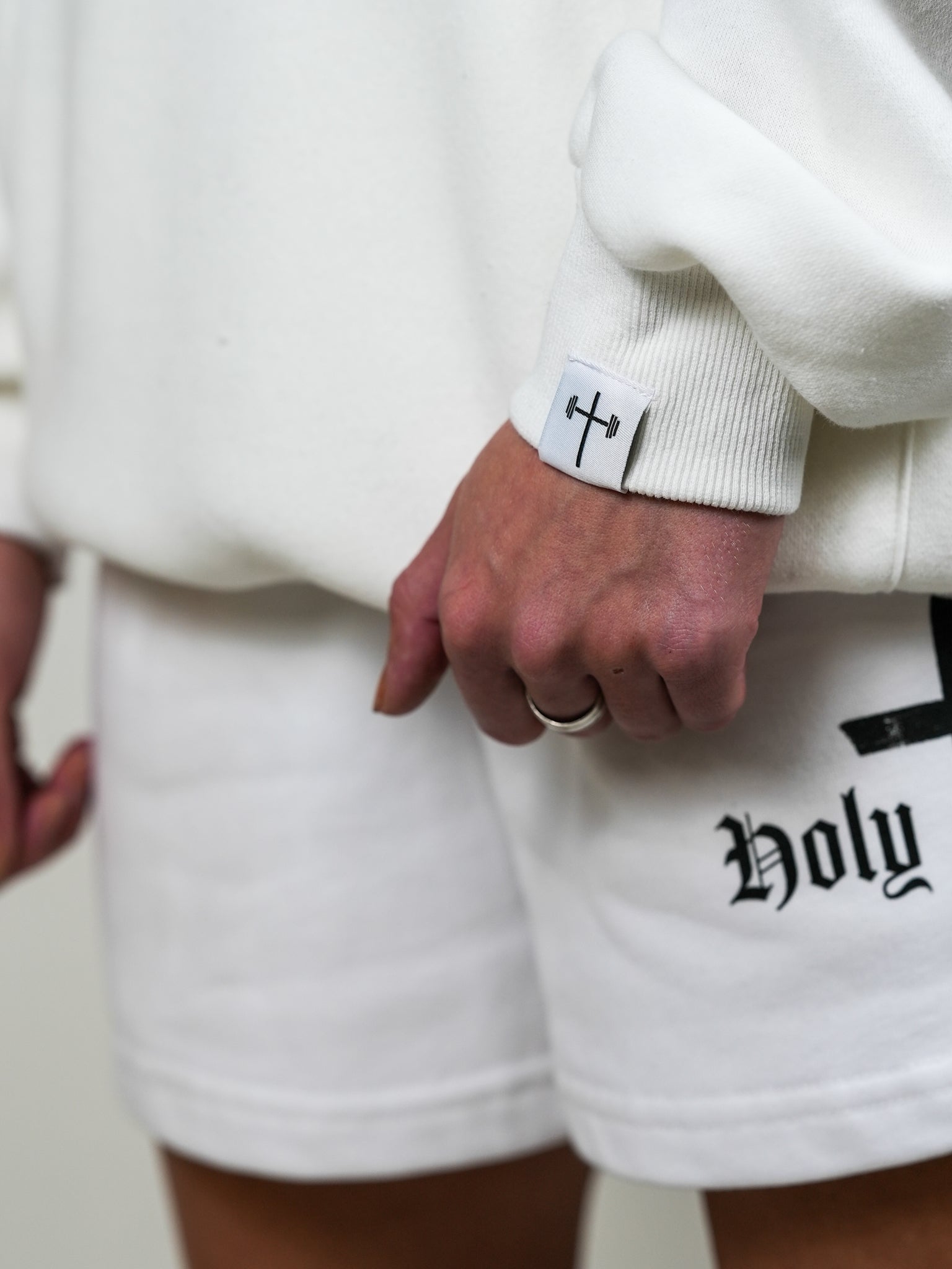 Holy Spirit Comfort Hoodie/Short Set - White - HolStrength