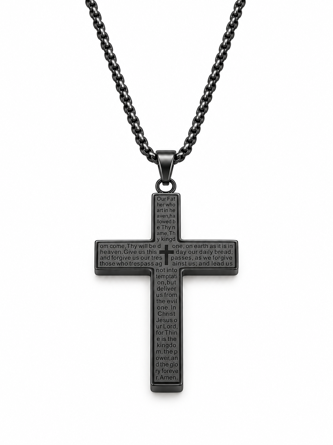Lord's Prayer Cross Pendant Necklace