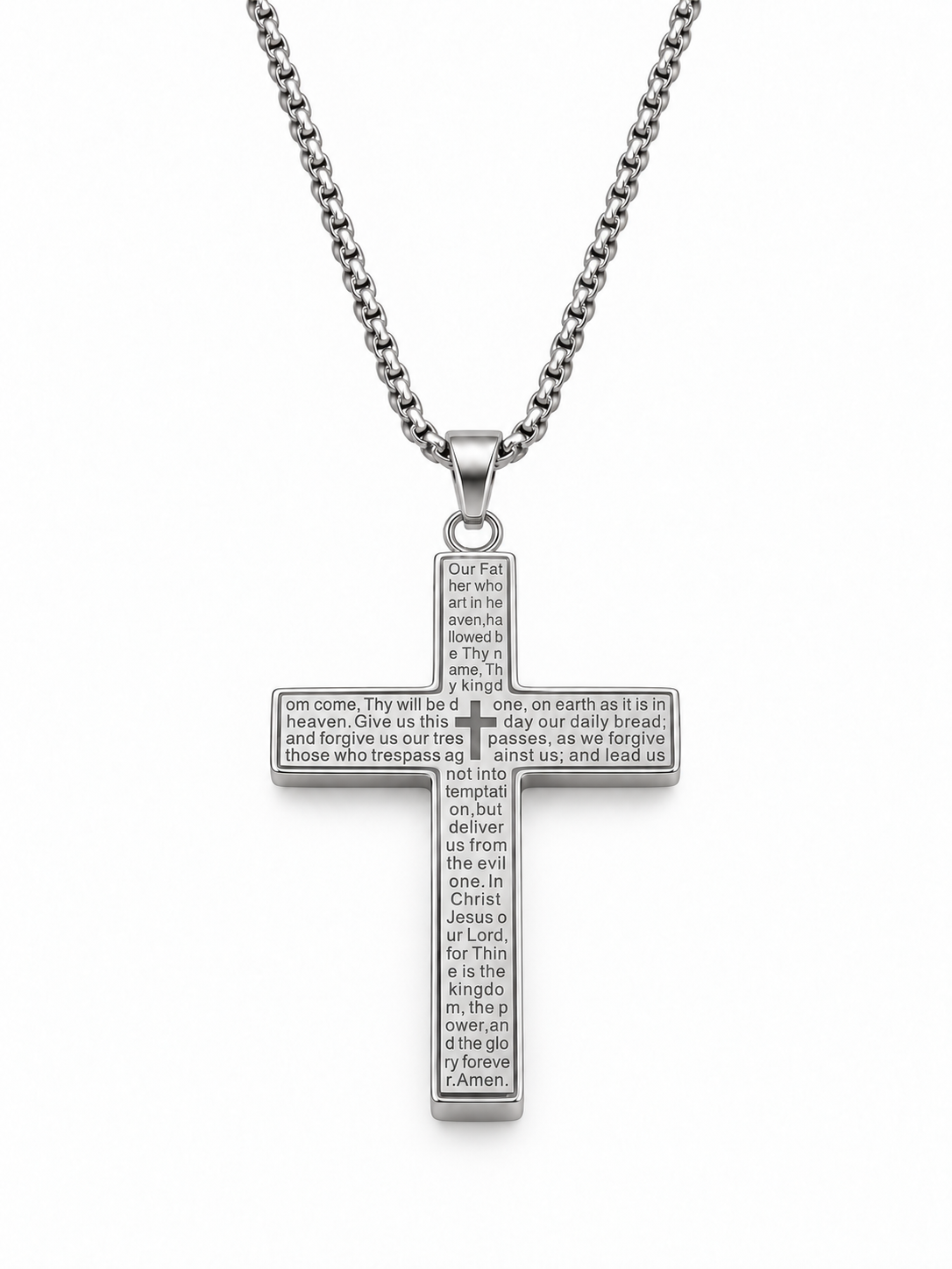 Lord's Prayer Cross Pendant Necklace