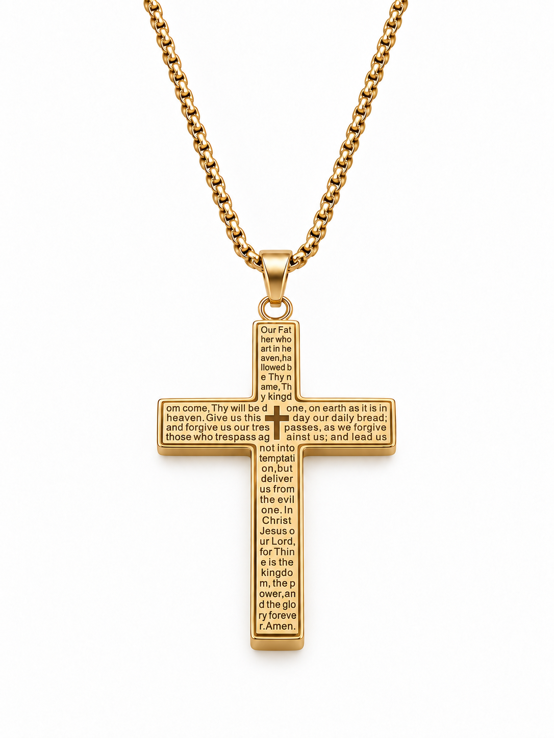 Lord's Prayer Cross Pendant Necklace