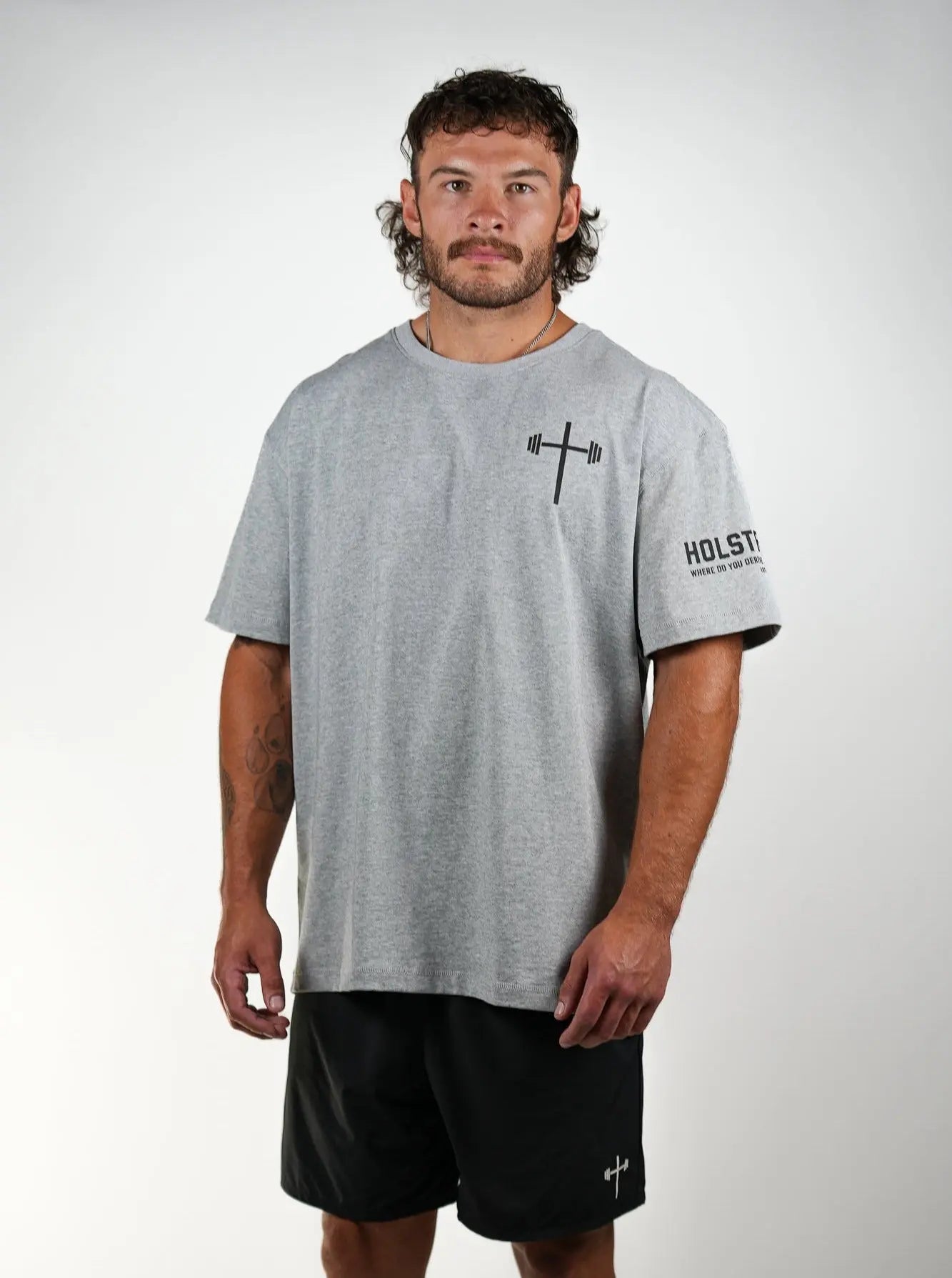 Romans 14:11 Oversized Tee - Heather Grey HolStrength