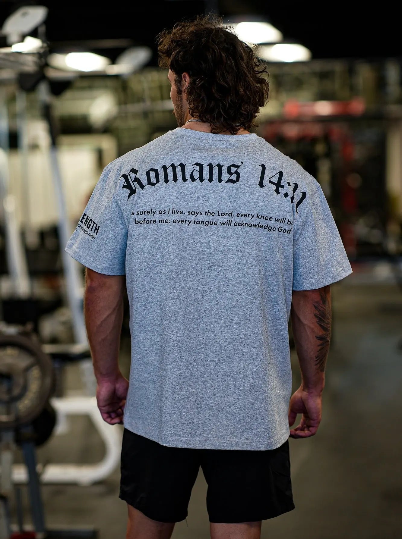 Romans 14:11 Oversized Tee - Heather Grey HolStrength