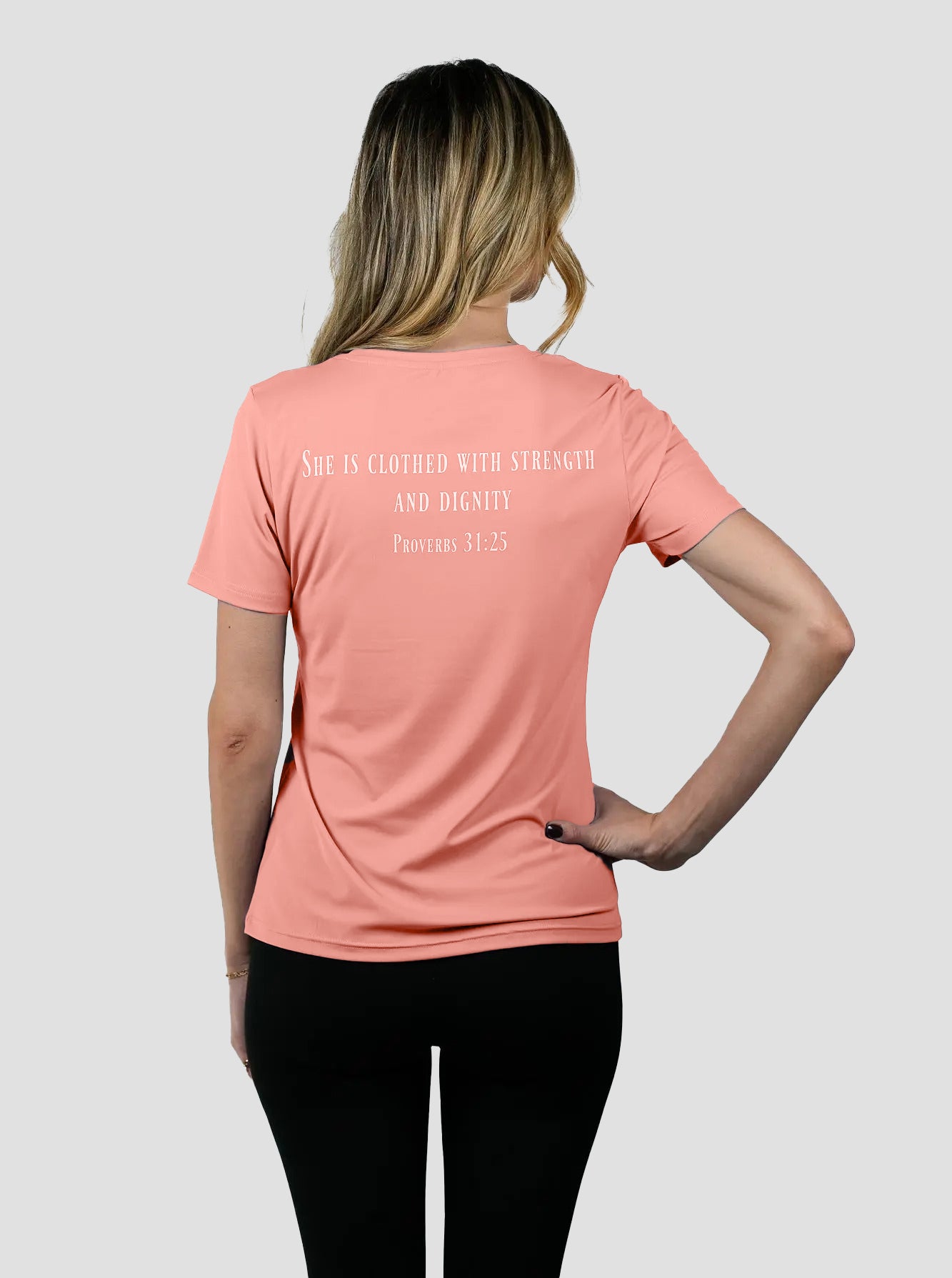 Women's Proverbs 31:25 Performance Tee - HolStrength