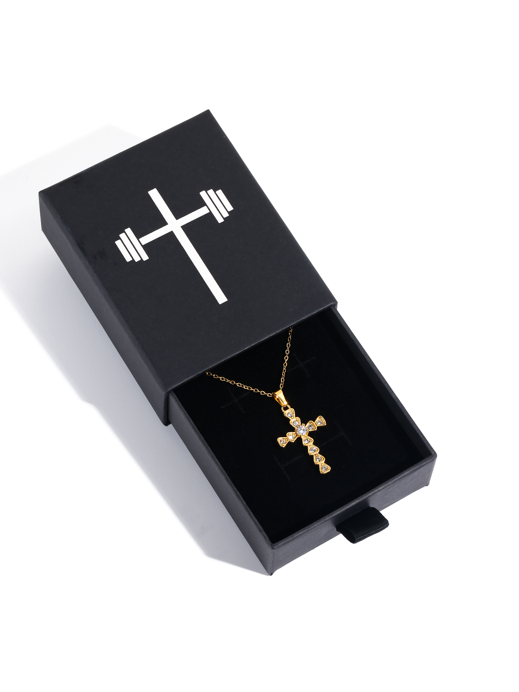 Studded Cross Pendant Necklace - HolStrength