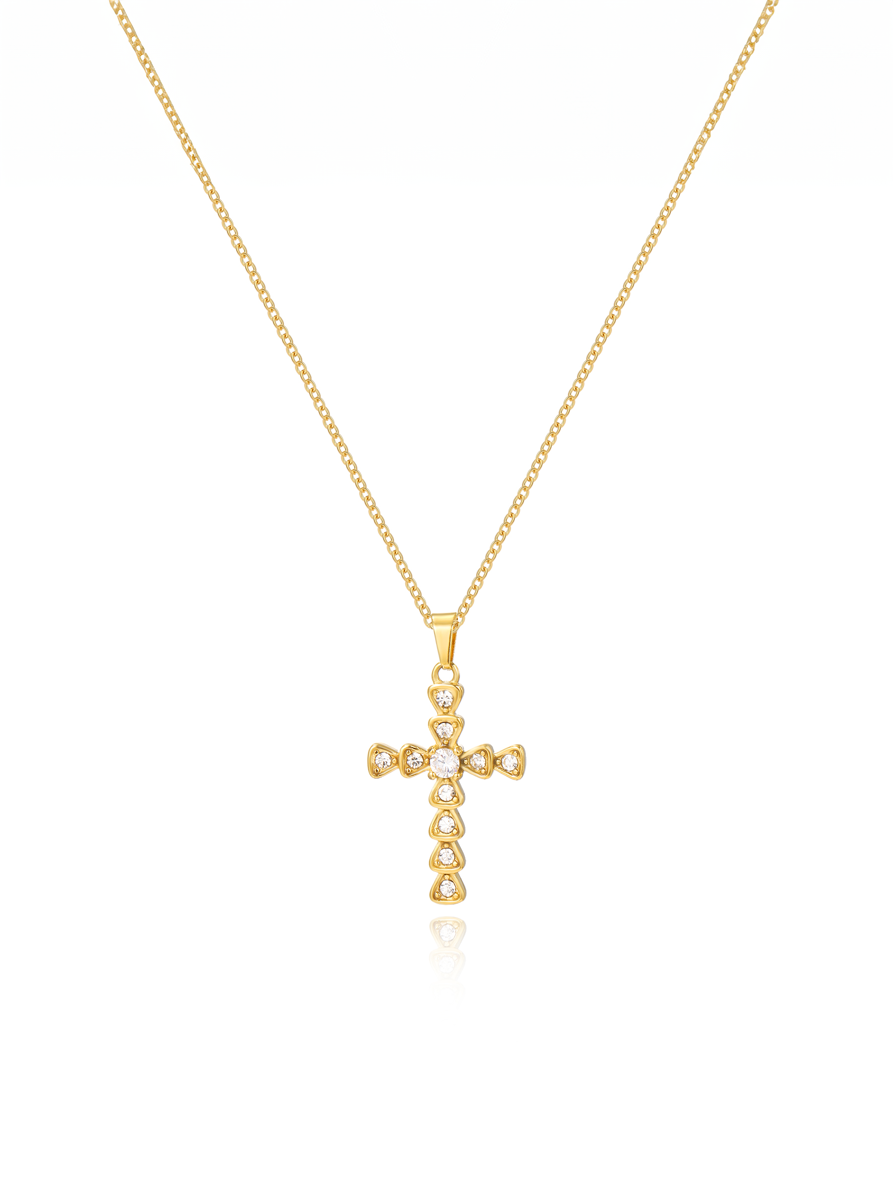Studded Cross Pendant Necklace - HolStrength