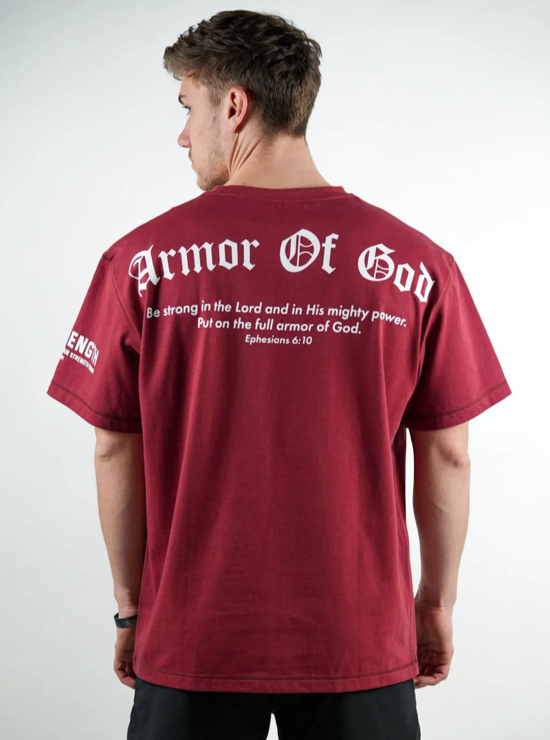 Armor Of God Oversized Tee - Maroon HolStrength