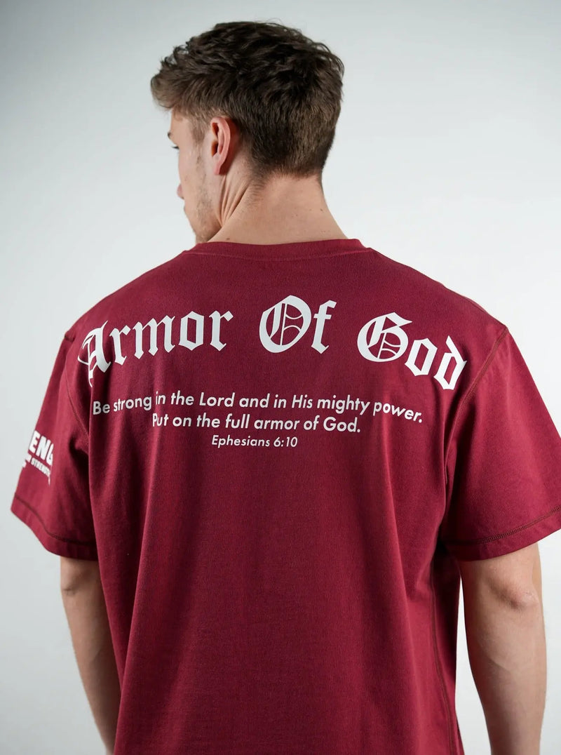 Armor Of God Oversized Tee - Maroon HolStrength