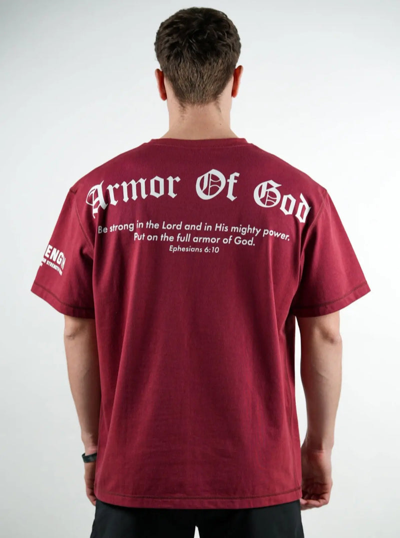 Armor Of God Oversized Tee - Maroon HolStrength