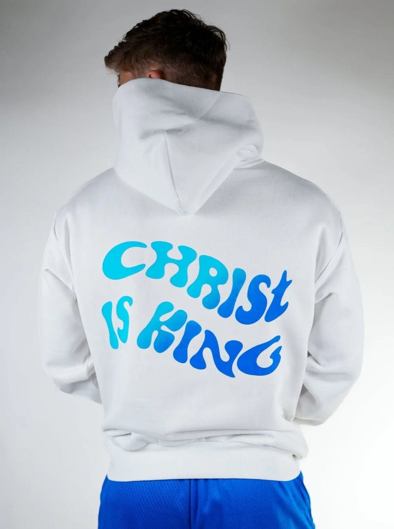 Christ Is King Hoodie - White/Blue HolStrength