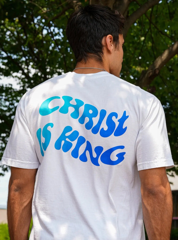 Christ Is King Tee - White/Blue HolStrength