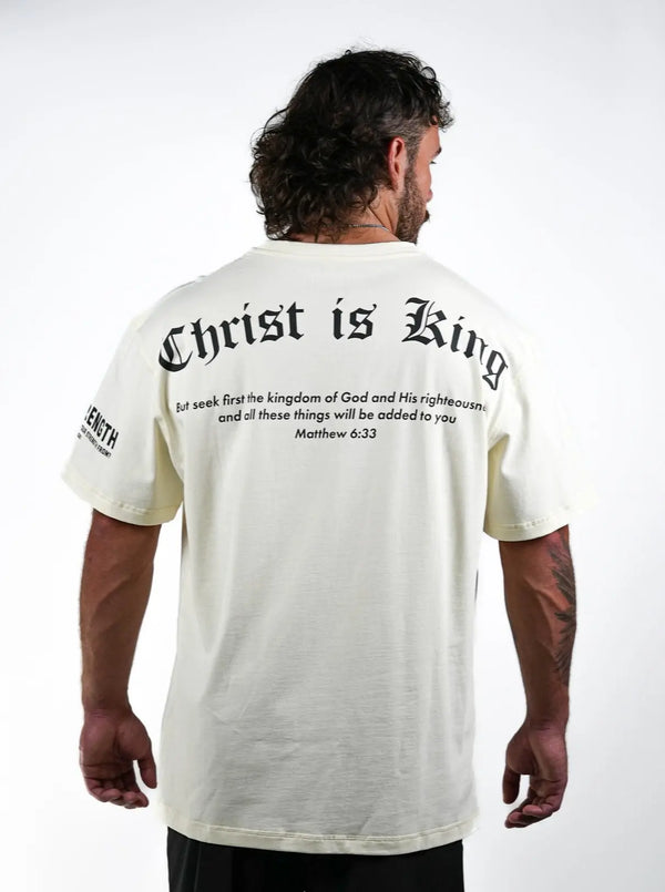 Christ Is King Oversized Tee - Cream HolStrength