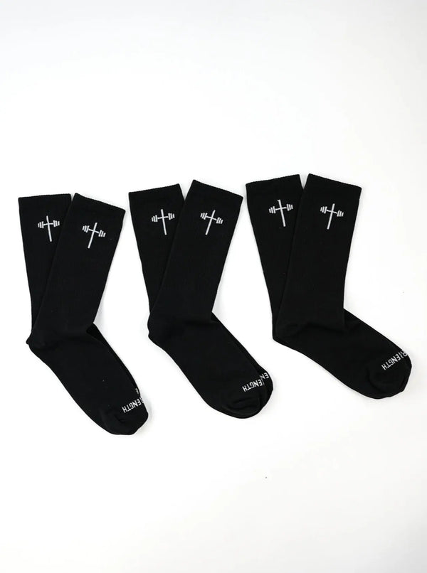 Crew Socks (3 Pair) - Black HolStrength