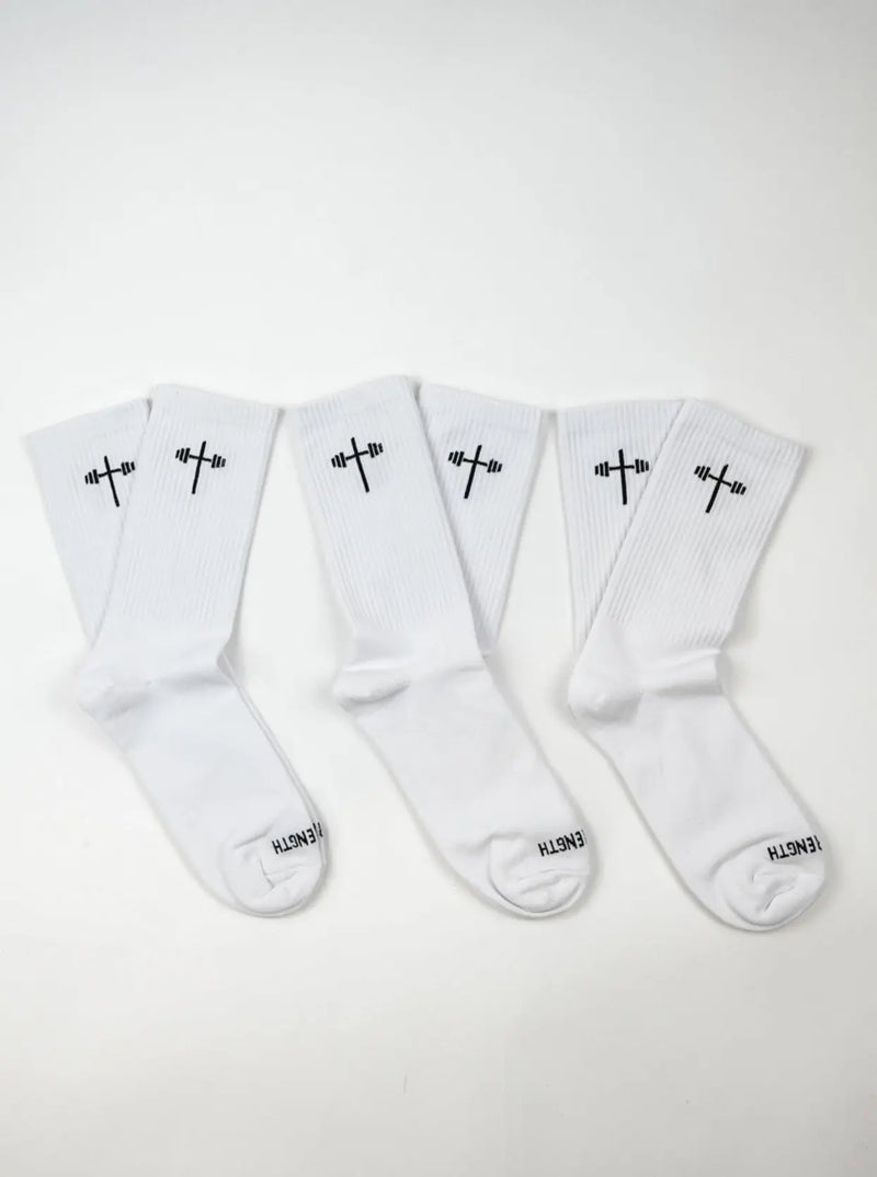 Crew Socks (3 Pair) - White HolStrength