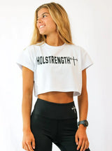 Essential Crop Tee - White - HolStrength