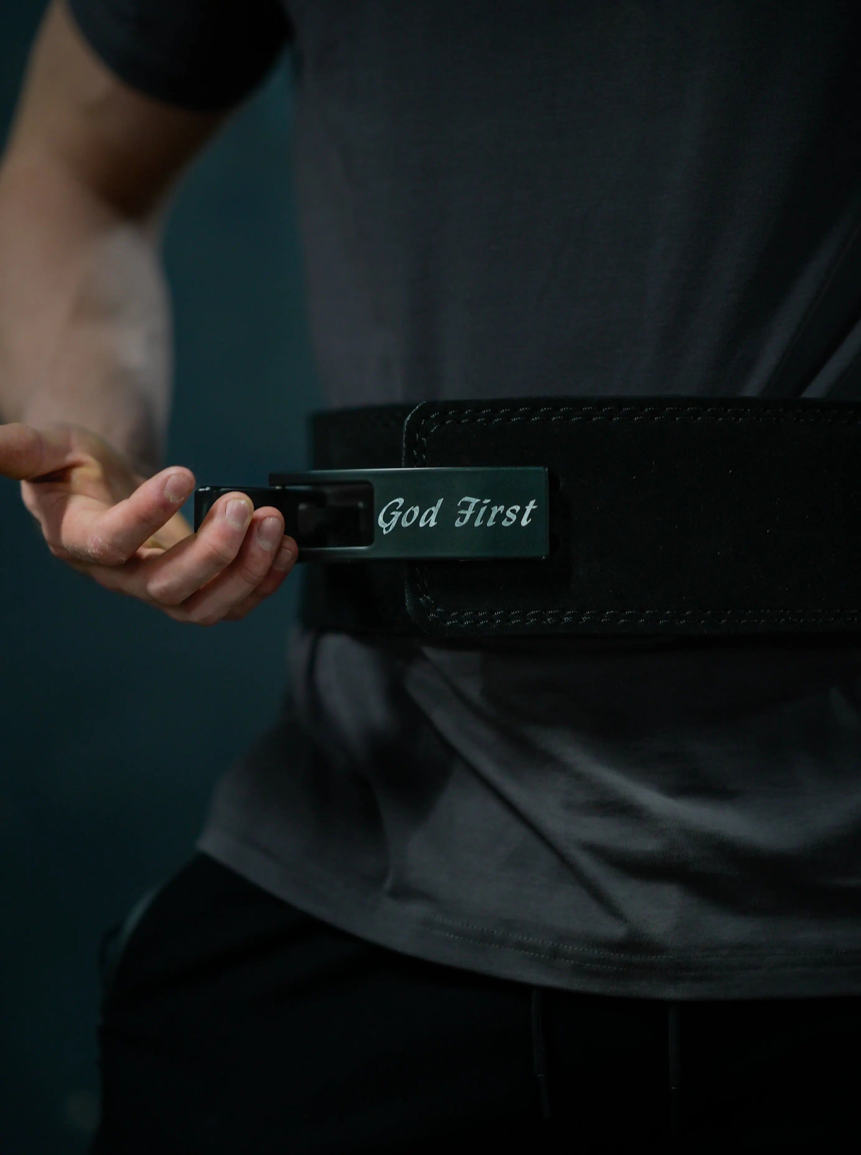 God First 10MM Lever Suede Belt - Black HolStrength