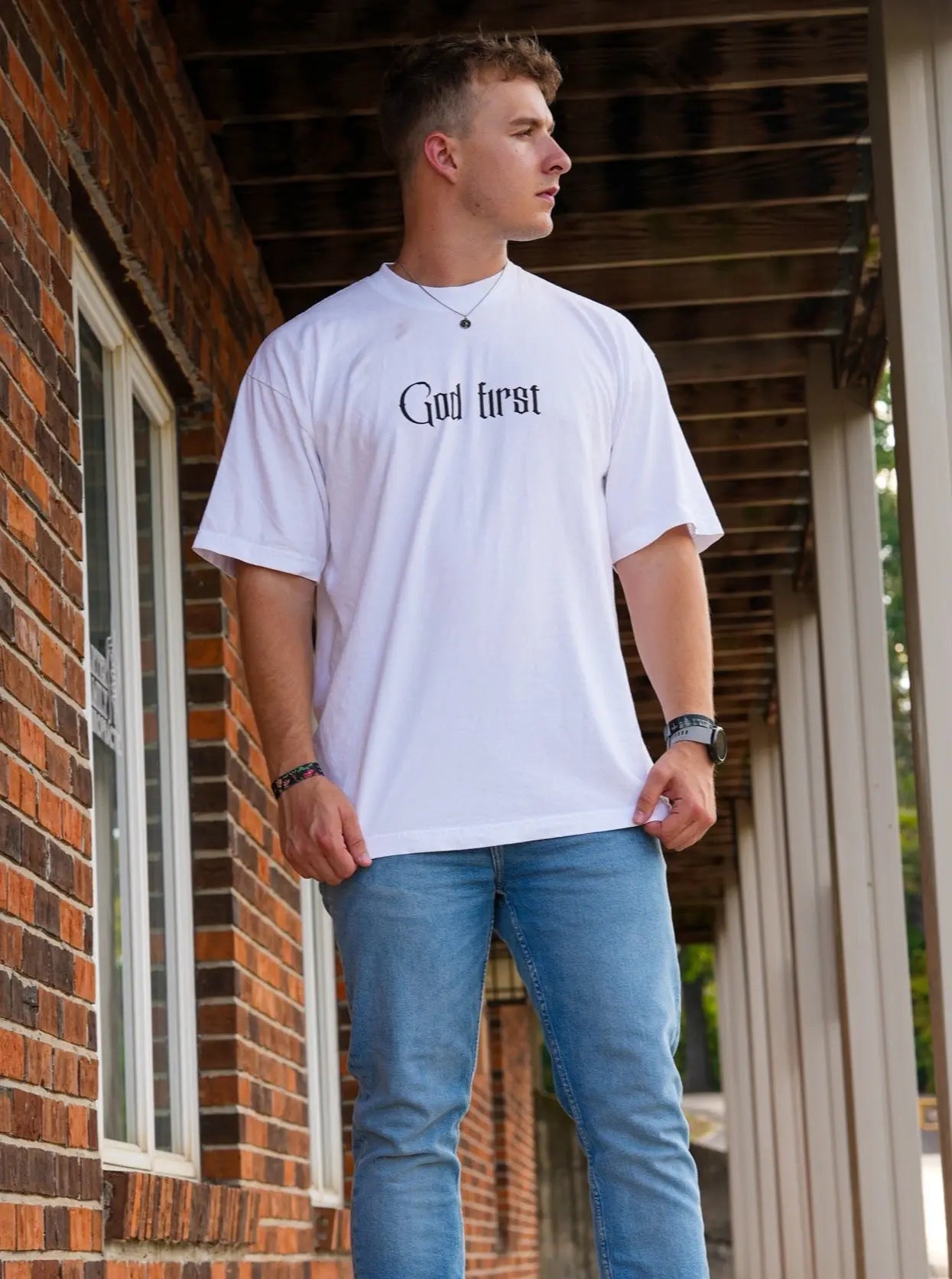 God First Tee - White HolStrength