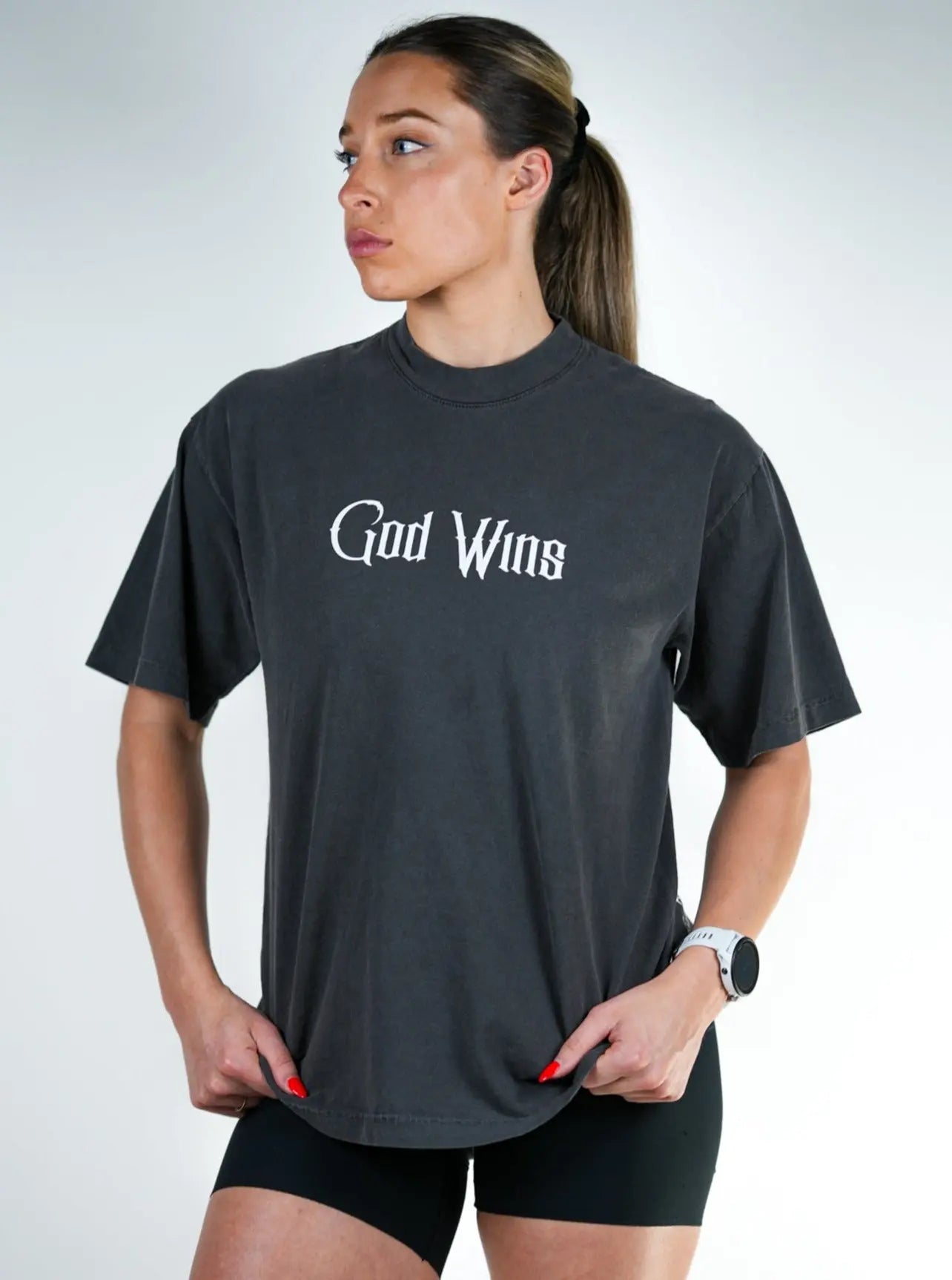 God Wins Tee - Vintage Black HolStrength