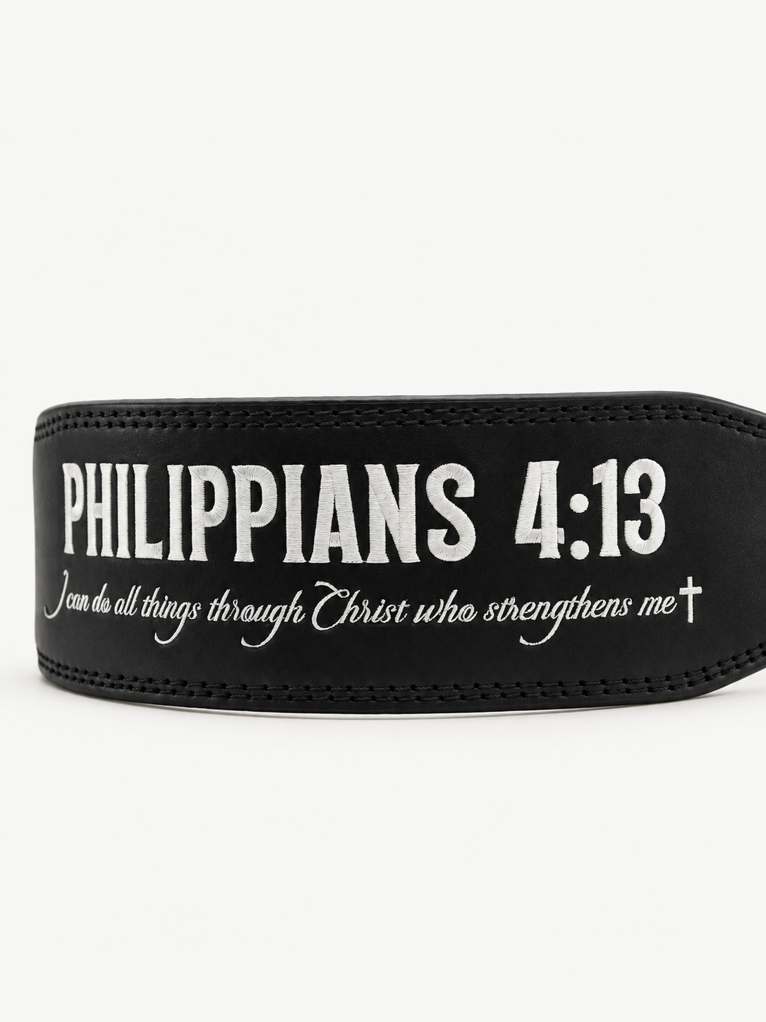 Philippians 4:13 Premium Leather 7MM Prong Belt
