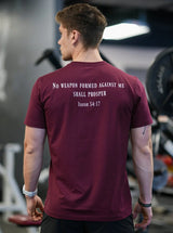 Isaiah 54:17 Performance Tee - Maroon HolStrength