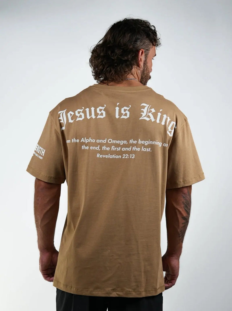 Jesus Is King Oversized Tee - Desert Brown HolStrength