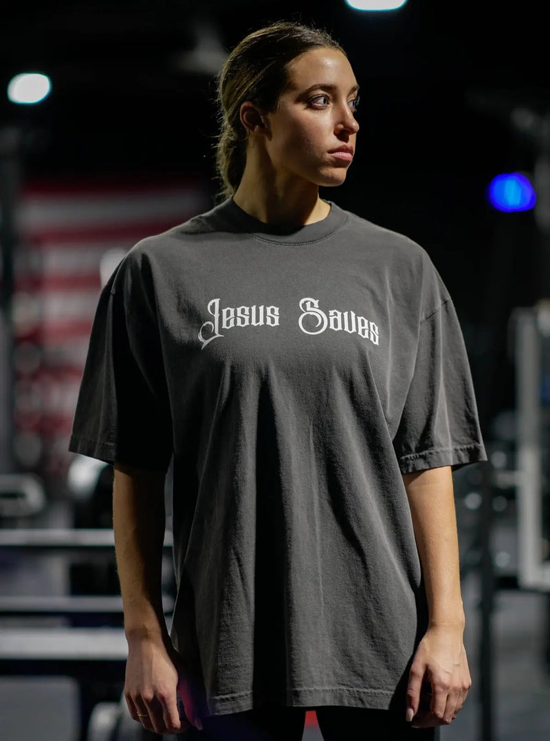Jesus Saves Tee - Vintage Black HolStrength
