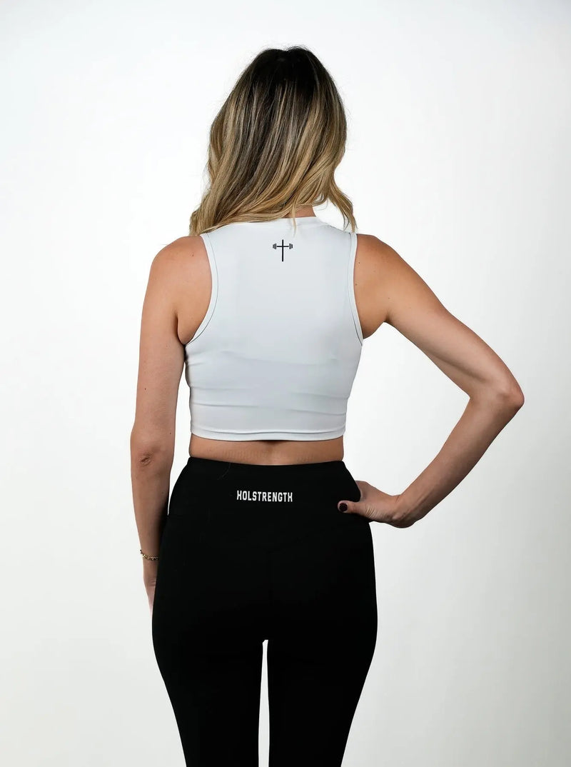 Powered By Faith Combat Top - White HolStrength