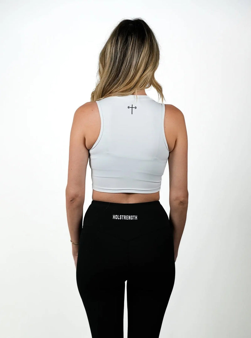Powered By Faith Combat Top - White HolStrength