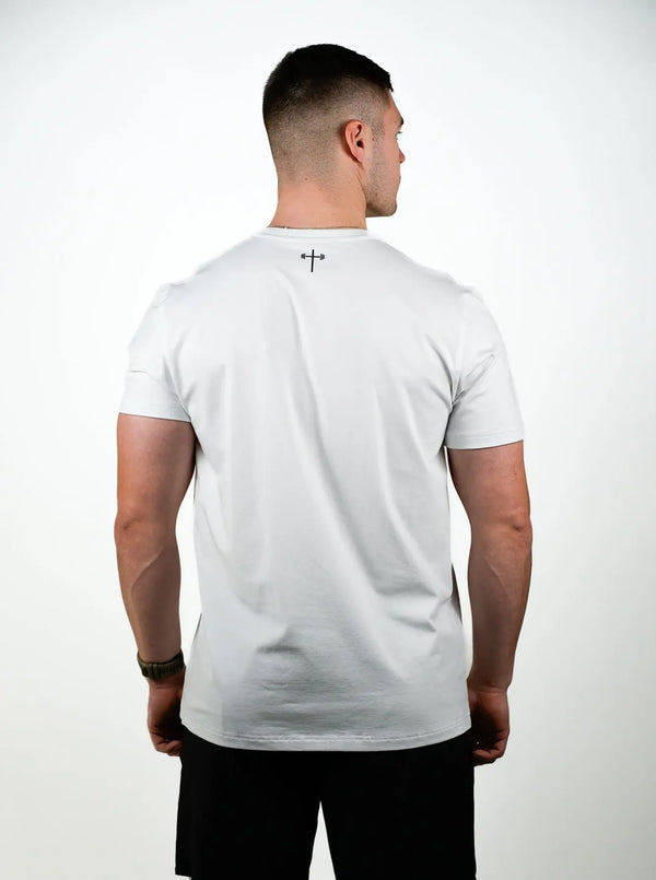 Powered By Faith Performance Tee - White HolStrength