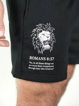 Romans 8:37 Lion Shorts - Black HolStrength