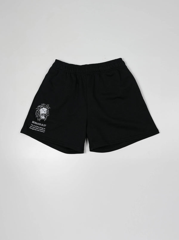 Romans 8:37 Lion Shorts - Black HolStrength