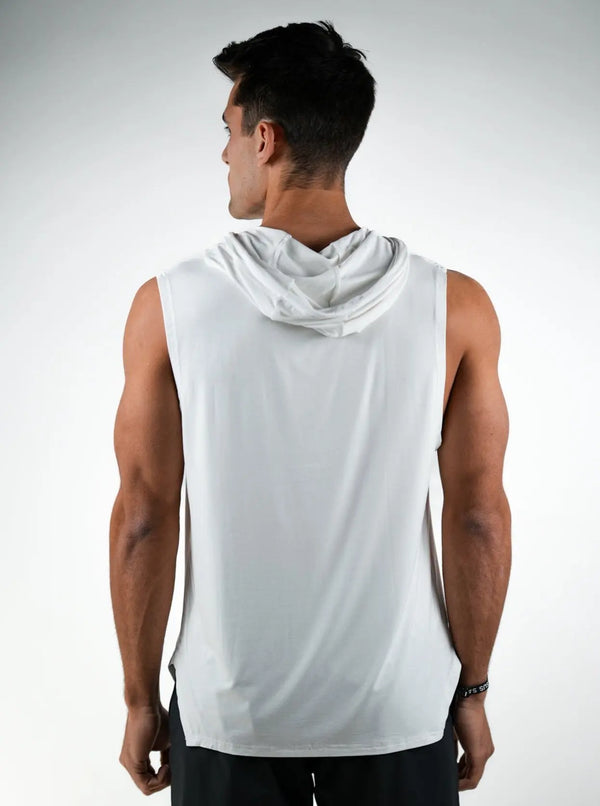 Sleeveless Hoodie - White HolStrength