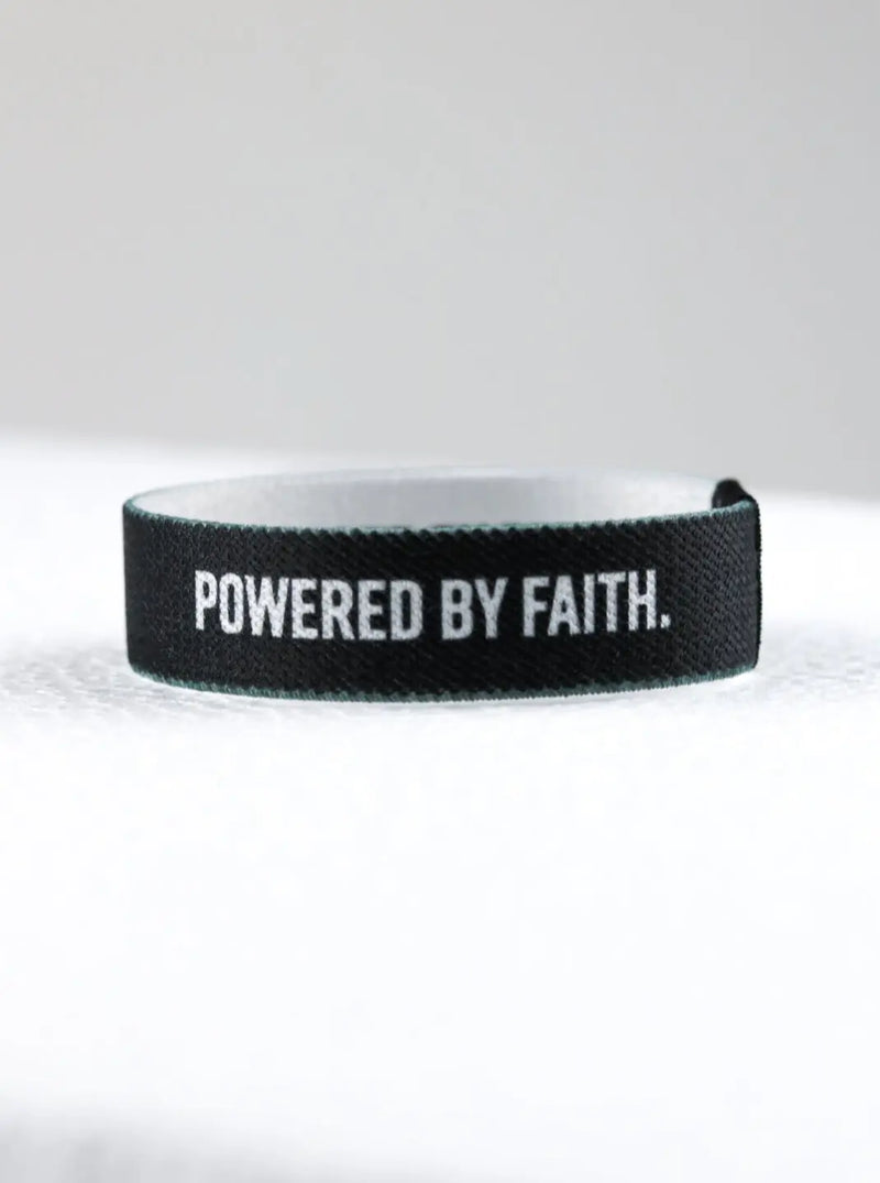 Powered By Faith Wristband - Black/White HolStrength