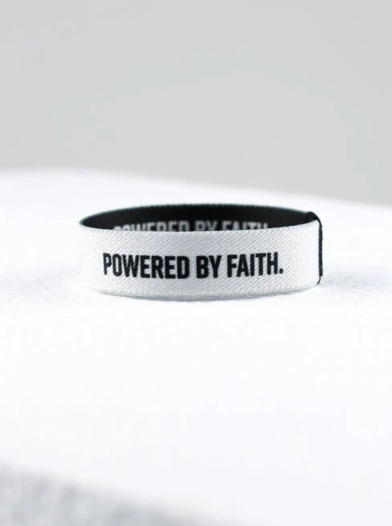 Powered By Faith Wristband - Black/White HolStrength