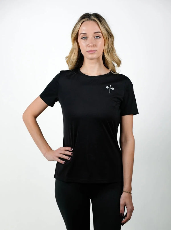 Women's 1 Corinthians 10:31 Performance Tee - Black HolStrength