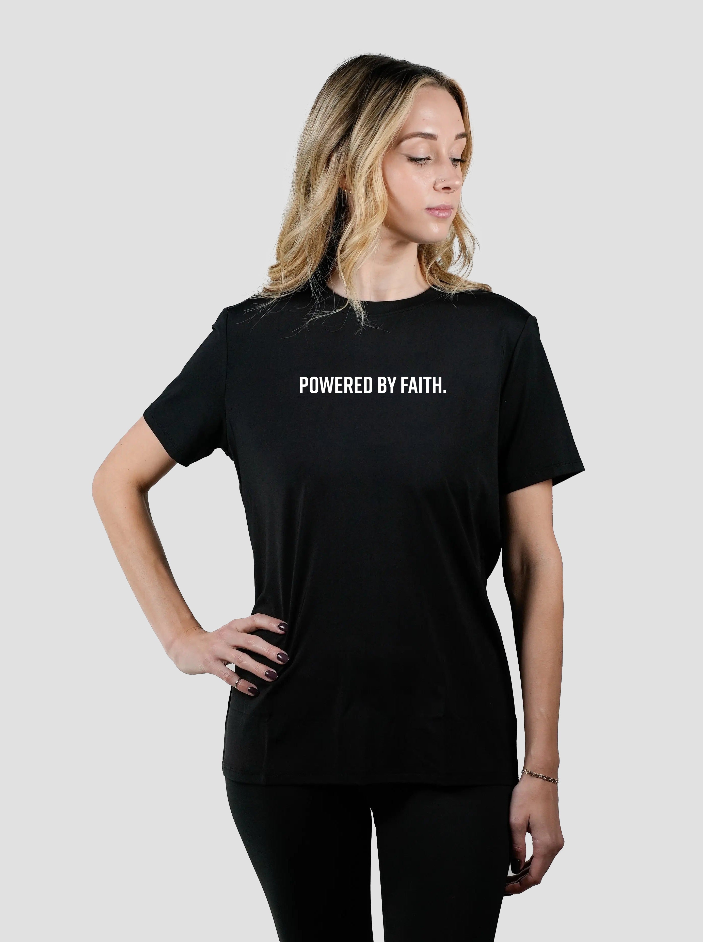 Women's Powered By Faith Performance Tee - HolStrength