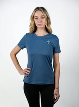 Women's Proverbs 31:25 Performance Tee - Blue HolStrength