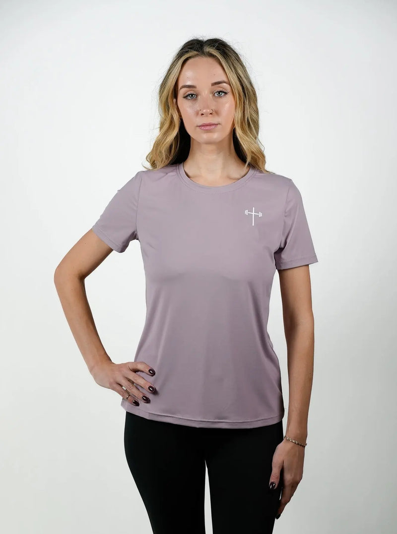 Women's Proverbs 31:25 Performance Tee - Light Purple HolStrength
