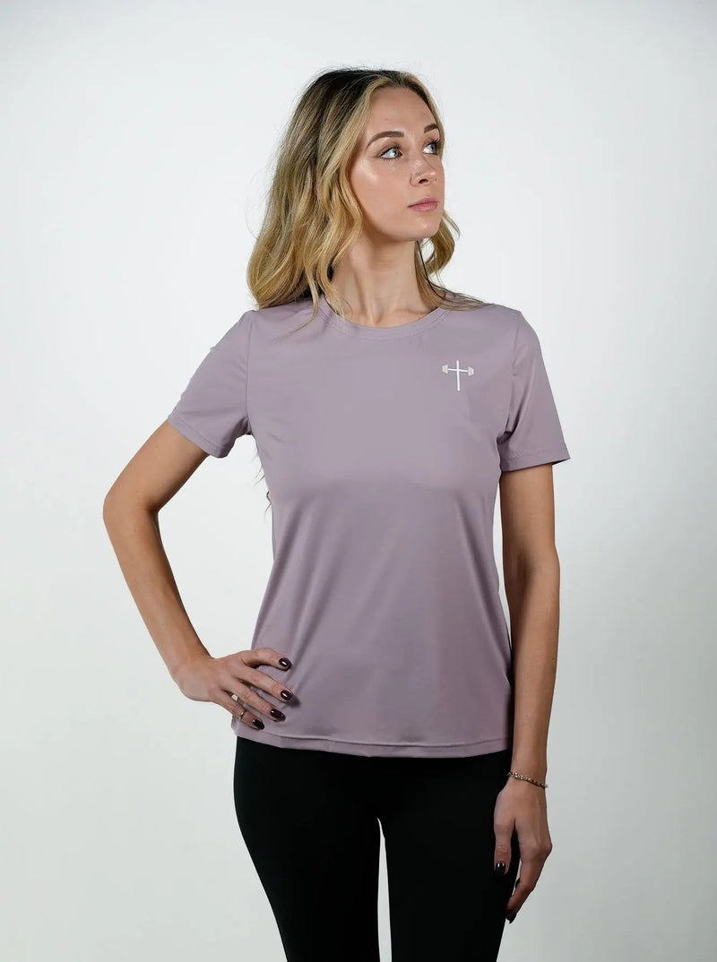 Women's Proverbs 31:25 Performance Tee - Light Purple HolStrength